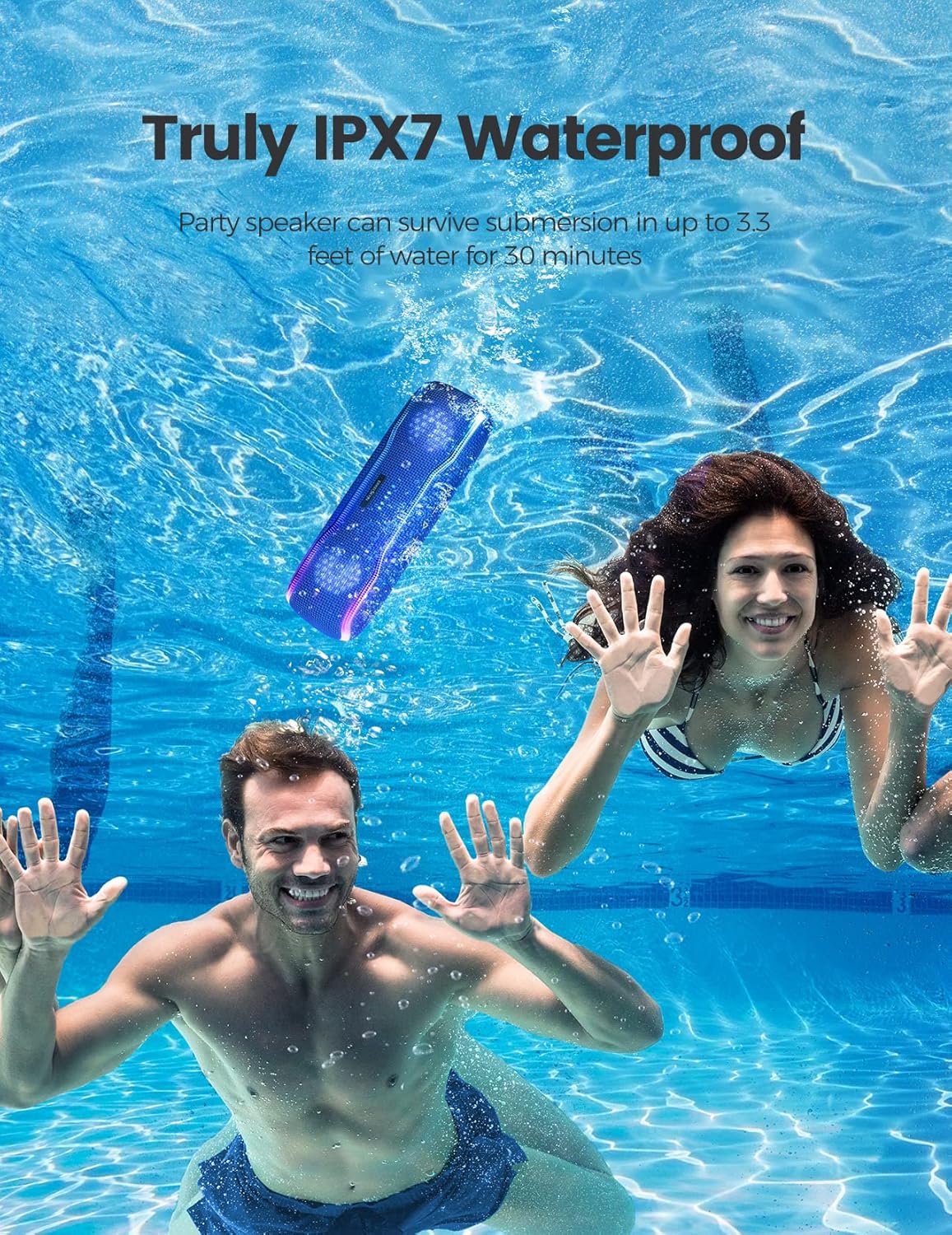 Altavoz Bluetooth IPX7 impermeable, Super Bass, TWS 25W