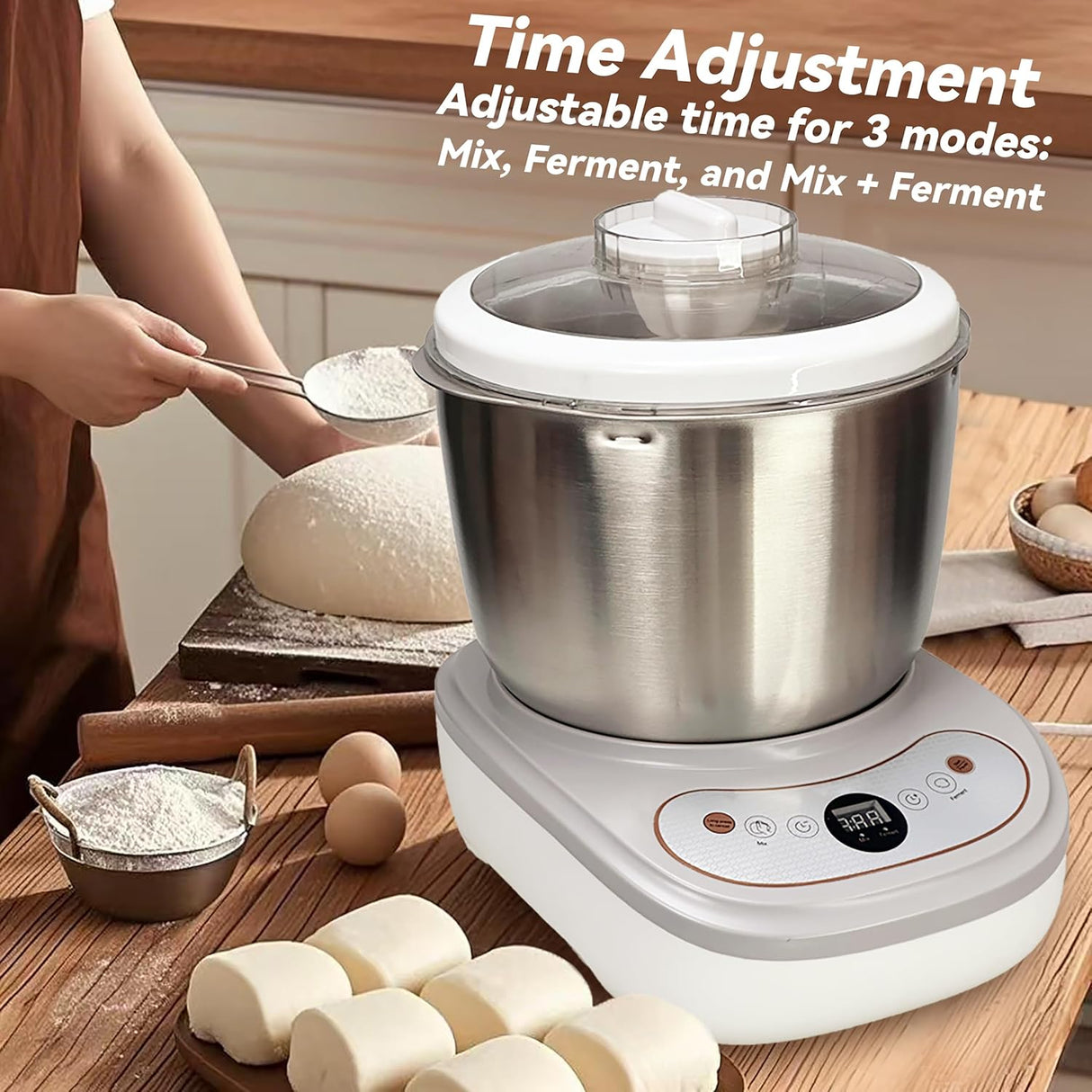 Amasadora con fermentación, 6.6Qt, acero, panel táctil