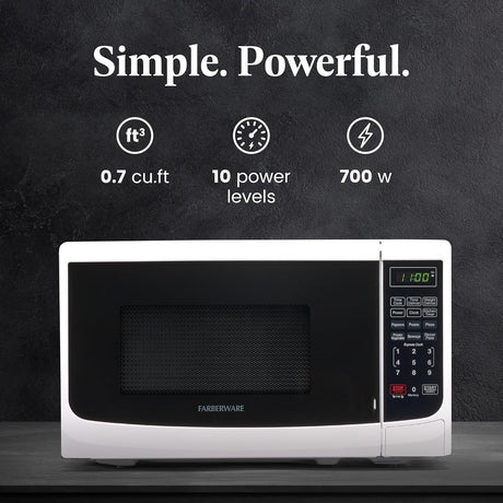 Microondas Farberware 700W, 0.7 Cu. Ft., Interior fácil de limpiar