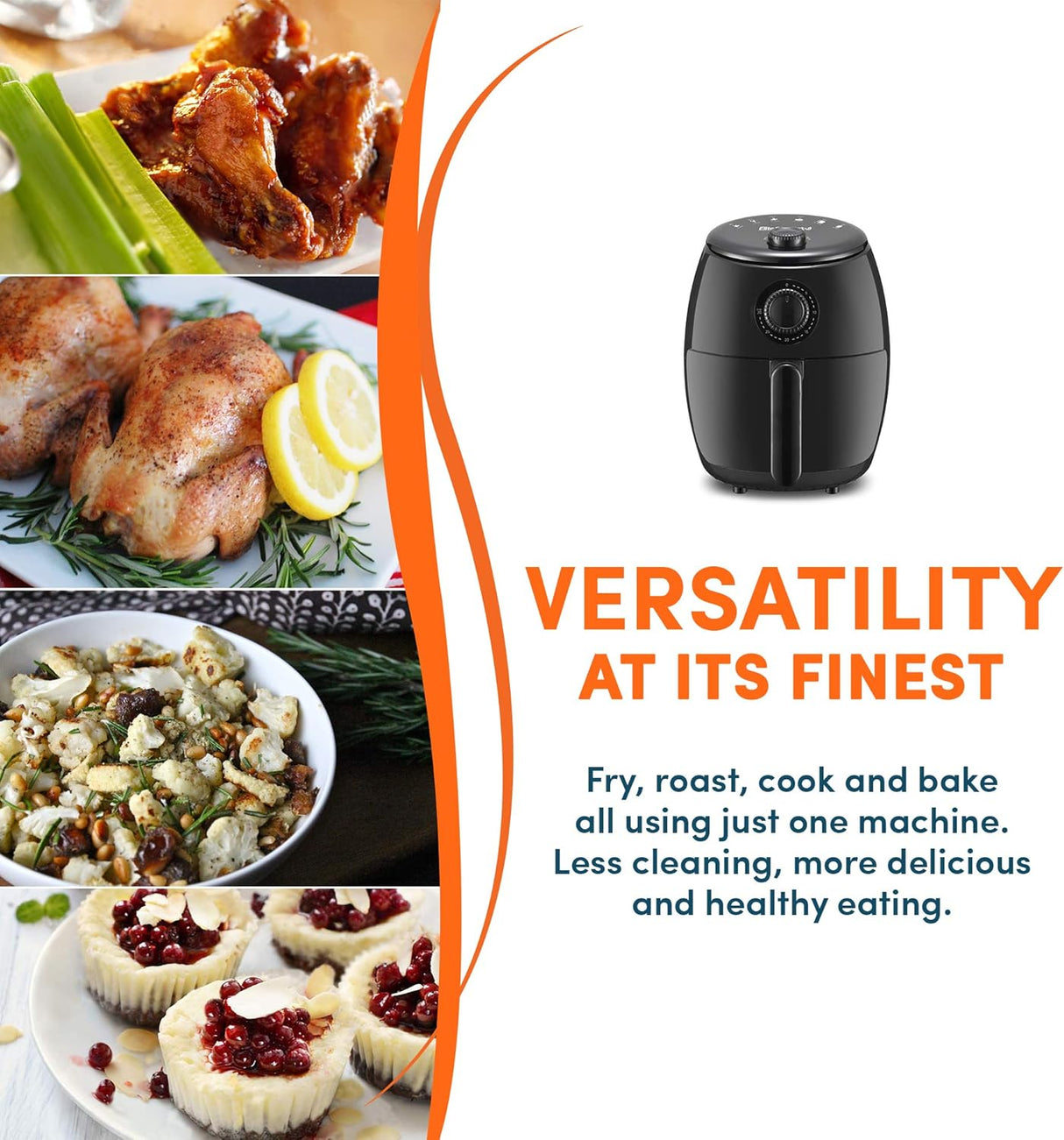 Freidora de aire Elite Gourmet EAF-0201, 2.1qt, 1000W, timer