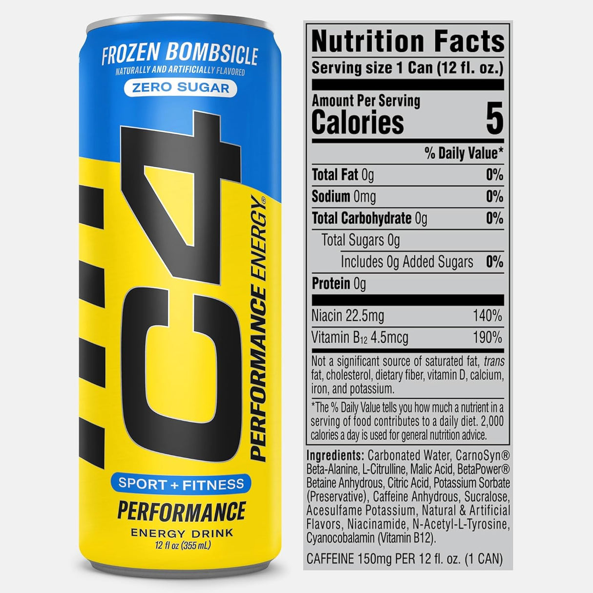 Bebida Energética C4 12oz - Sin Azúcar, Sin Colorantes, Frozen