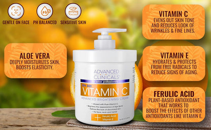 Crema hidratante para el cuidado de la piel con vitamina C