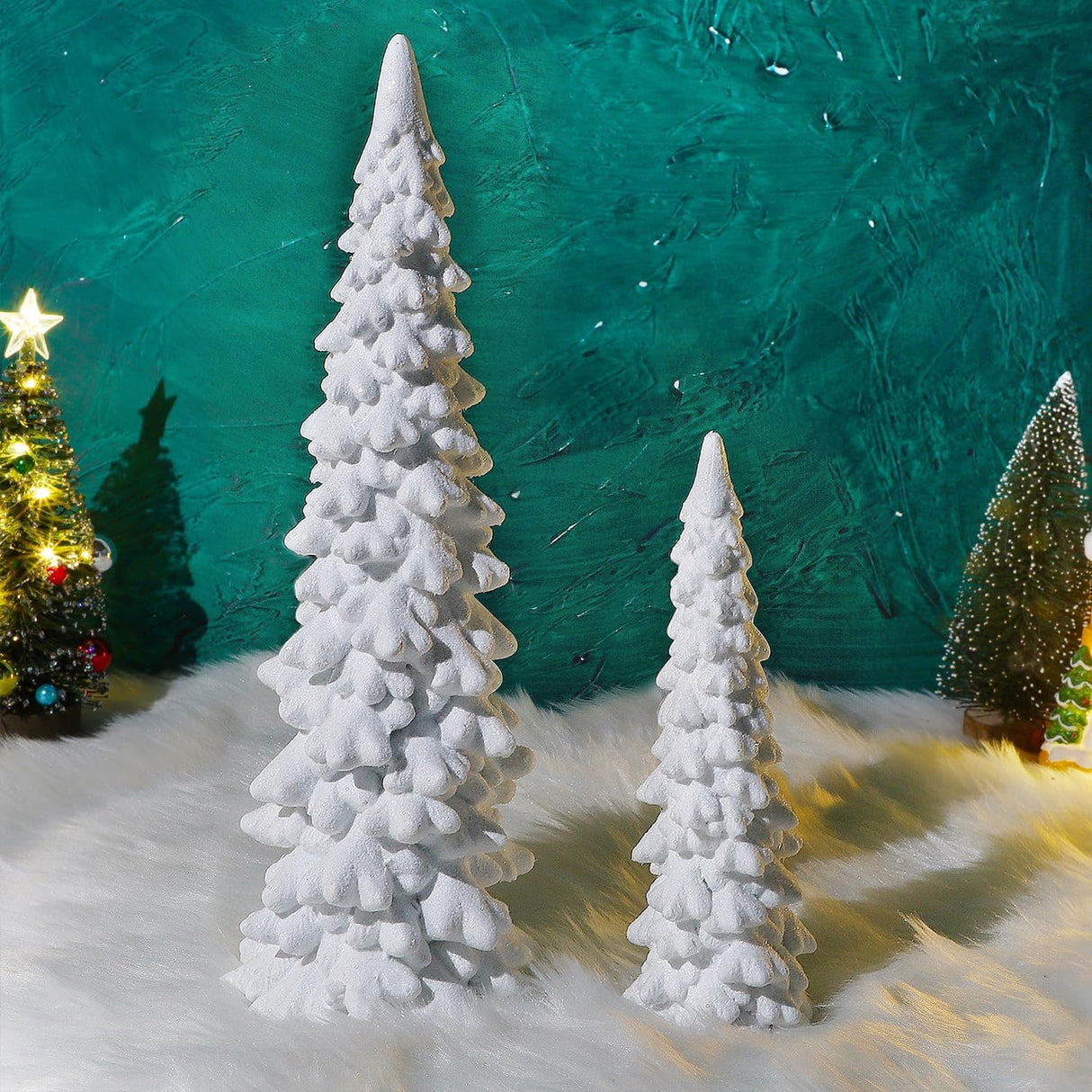Juegoal Decoraciones de Mesa Árboles de Navidad Set de 2