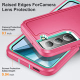BaHaHoues Funda para Samsung Galaxy S22, Samsung S22 con soporte integrado, a prueba de golpes, polvo y caídas, de grado militar, funda protectora para Galaxy S22 5G de 6.1 pulgadas (rosa/azul aguamarina)