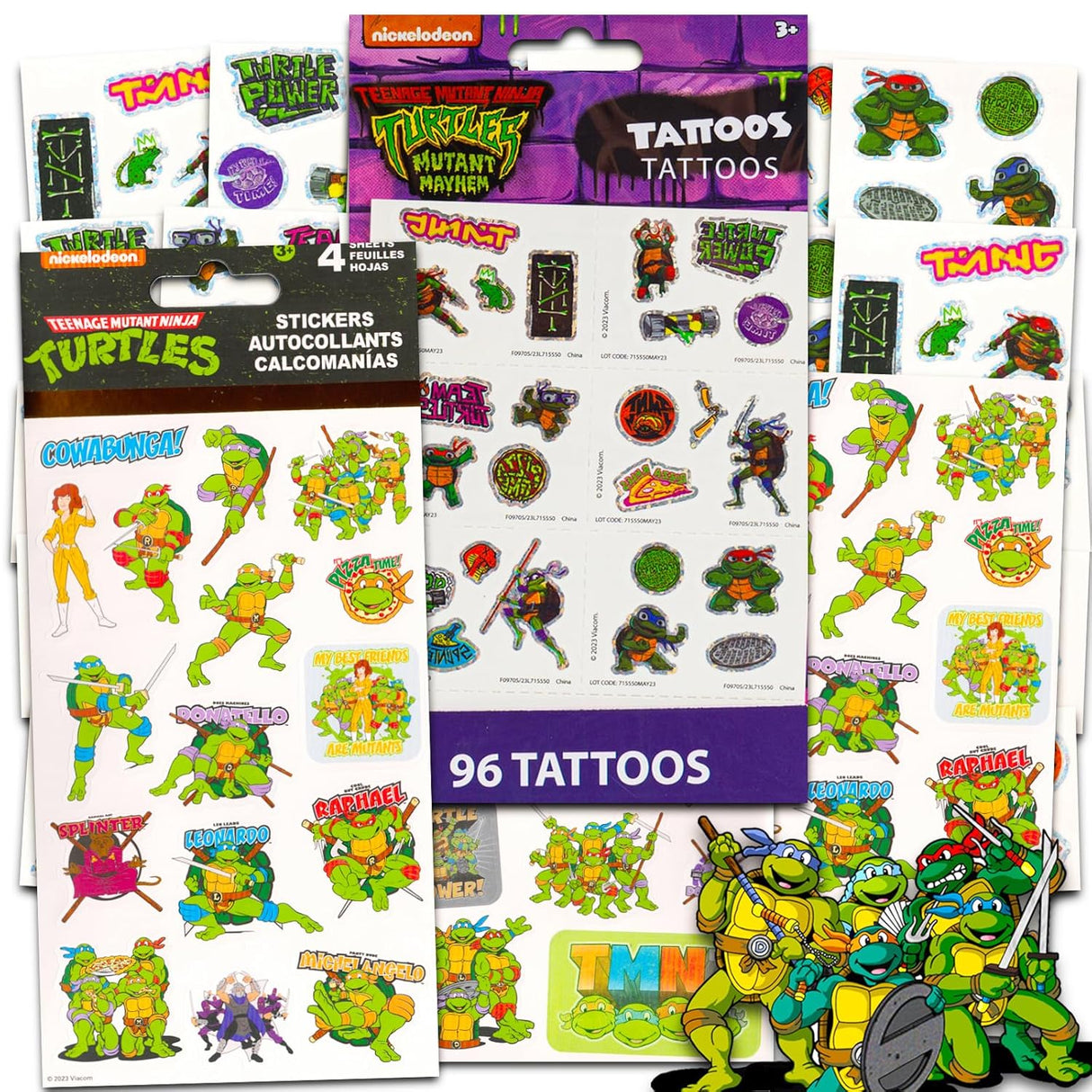 Set de Stickers y Tatuajes TMNT para Niños - Ninja Turtles