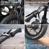 Bicicleta Eléctrica TotGuard 500W, Plegable, 20 Fat Tire