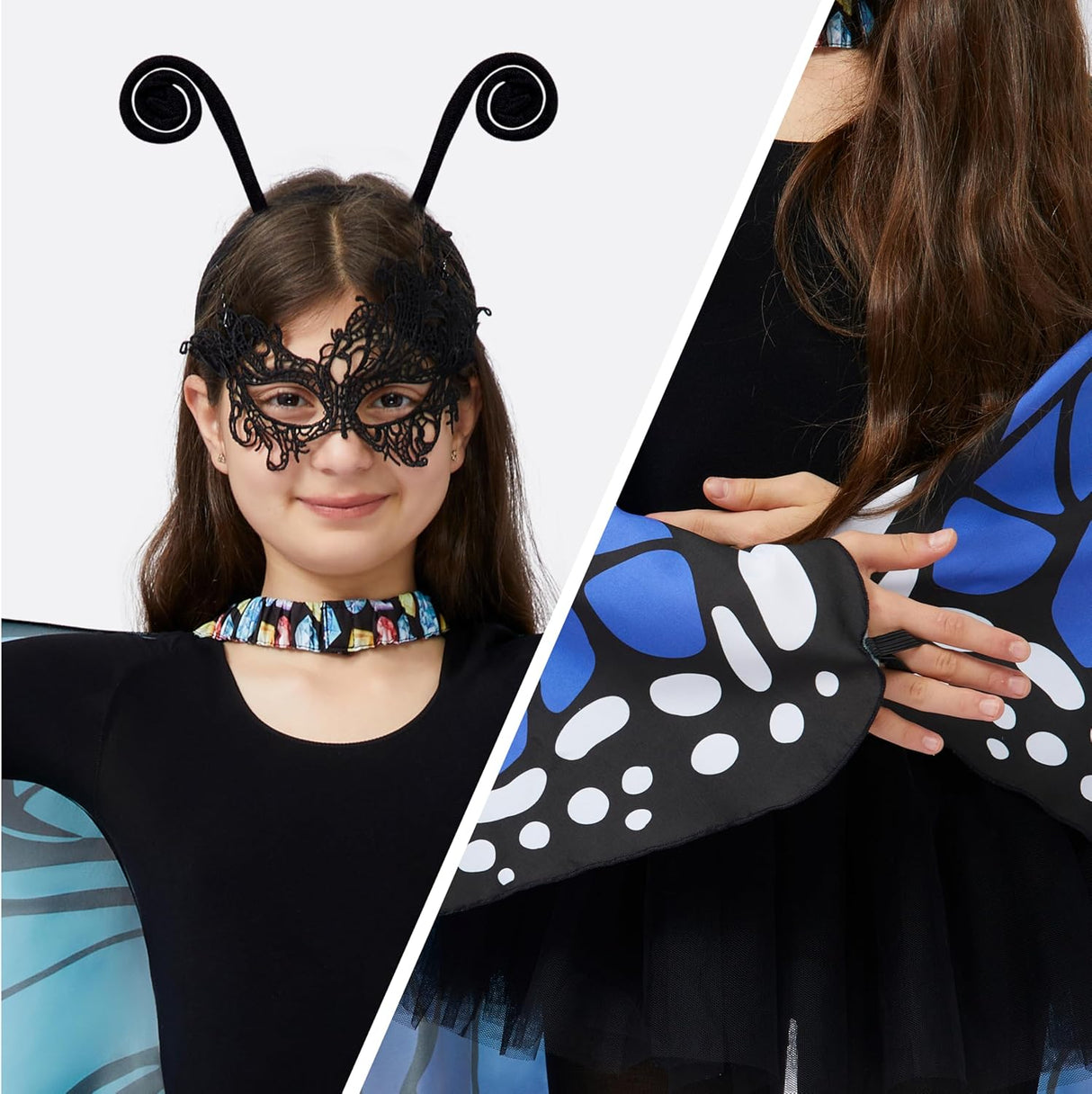 Disfraz Azul de Mariposa para Niñas, Spooktacular Creations, Máscara y Diadema