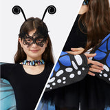 Disfraz Azul de Mariposa para Niñas, Spooktacular Creations, Máscara y Diadema