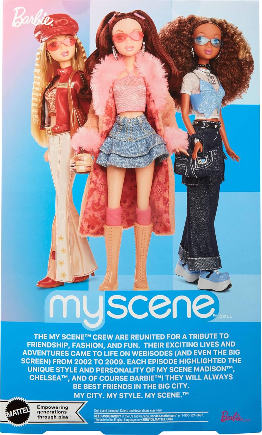 Muñeca Barbie My Scene Chelsea, Outfit Y2K, Accesorios y Base