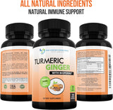 Cúrcuma con Jengibre y BioPerine, 95% Curcuminoides, Cápsulas Veganas