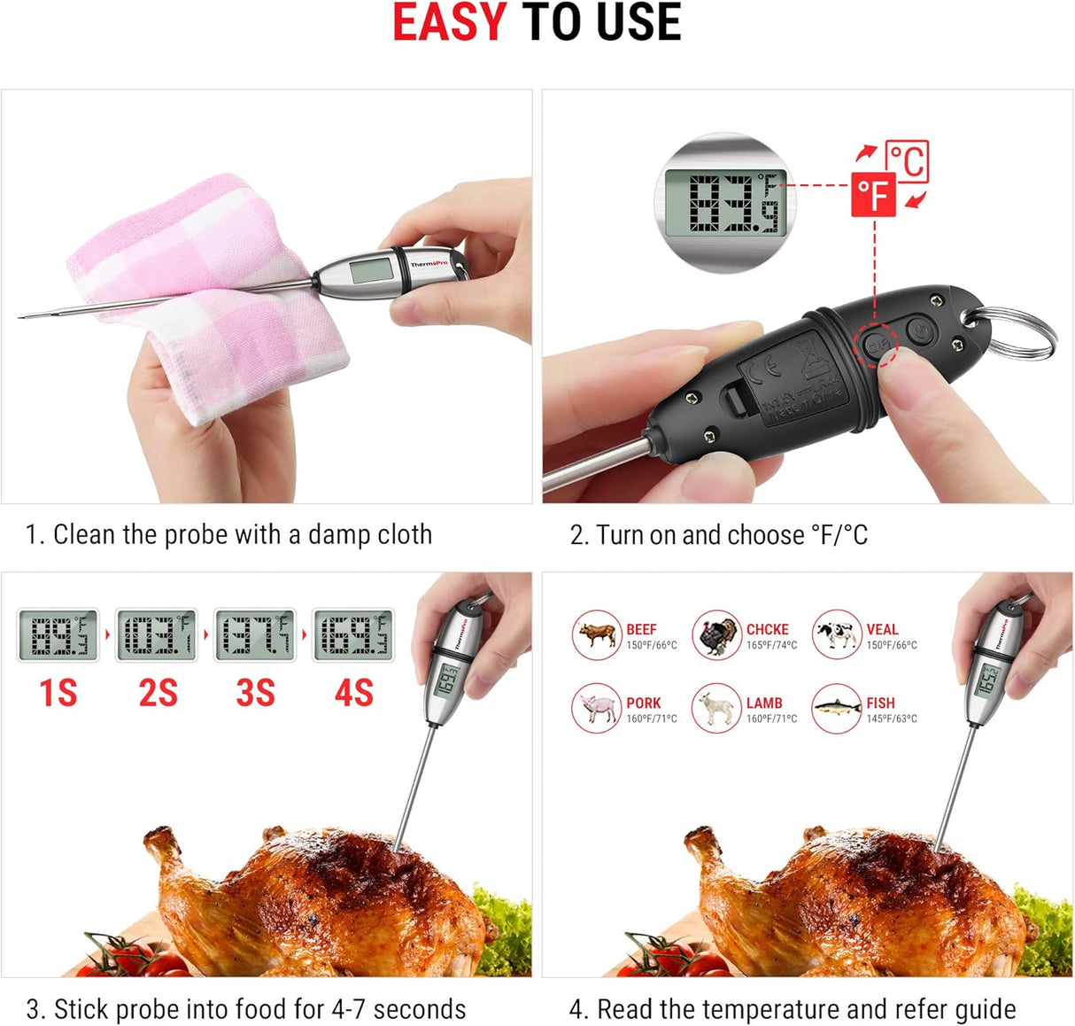 Termómetro Digital ThermoPro TP-02S para Cocina y Asados