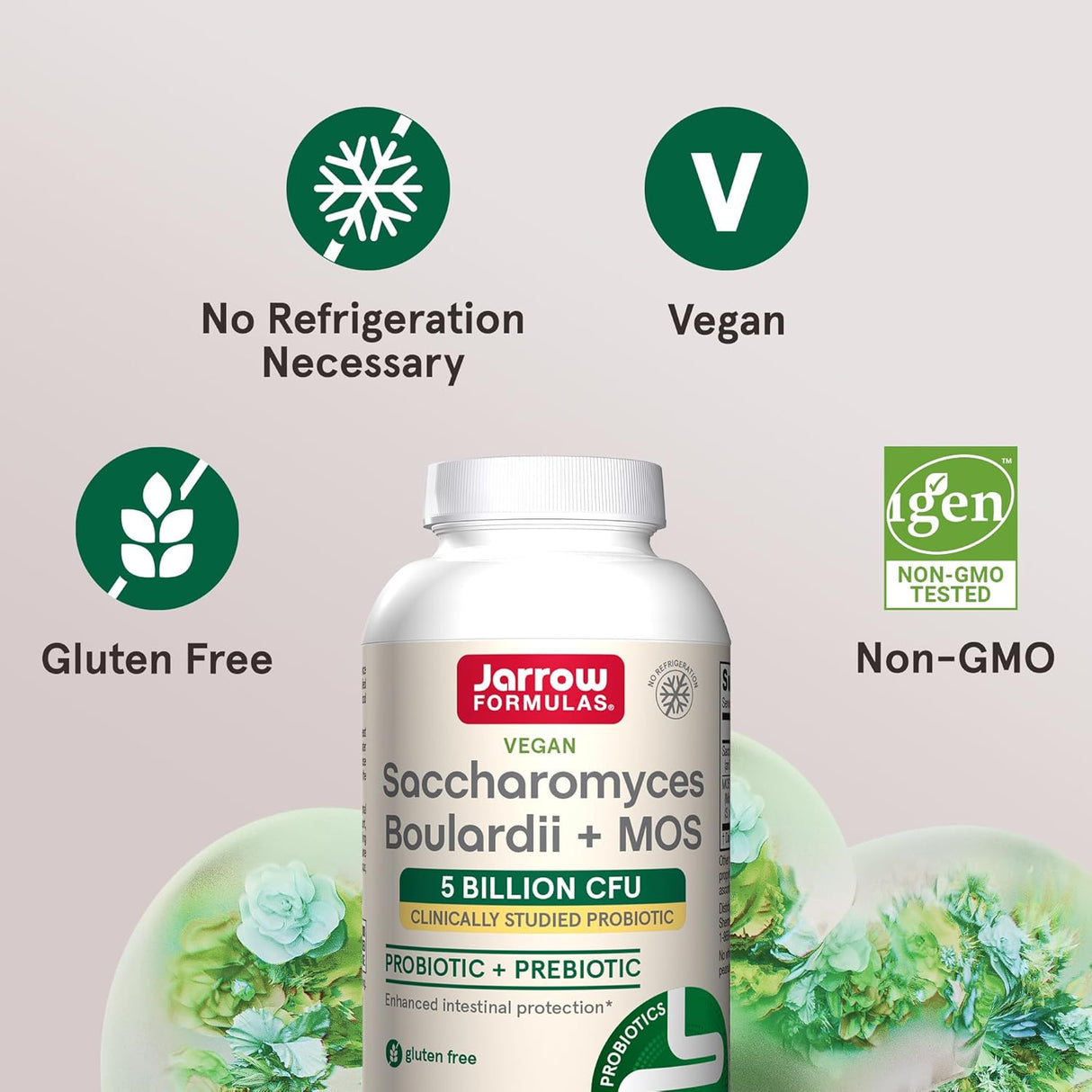 Suplemento de Jarrow Formulas Sacharomyces boulardii y MOS