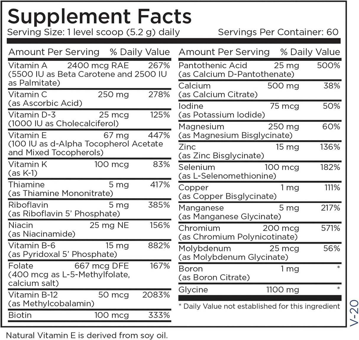 Suplemento Vitamina mineral  sin hierro con vitaminas B