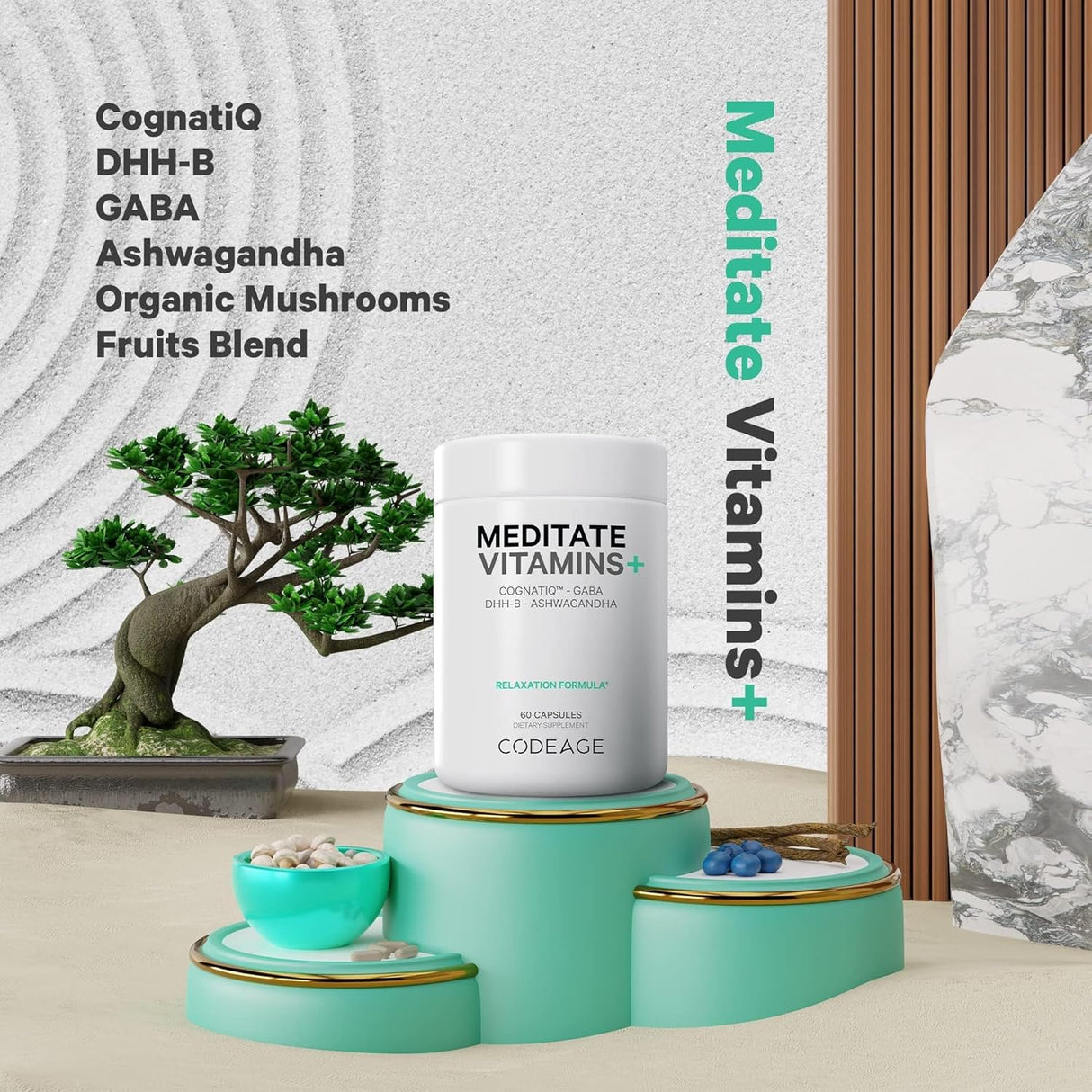 Suplemento Vitaminas  GABA  DHH-B CognatiQ Ashwagandha 60 u