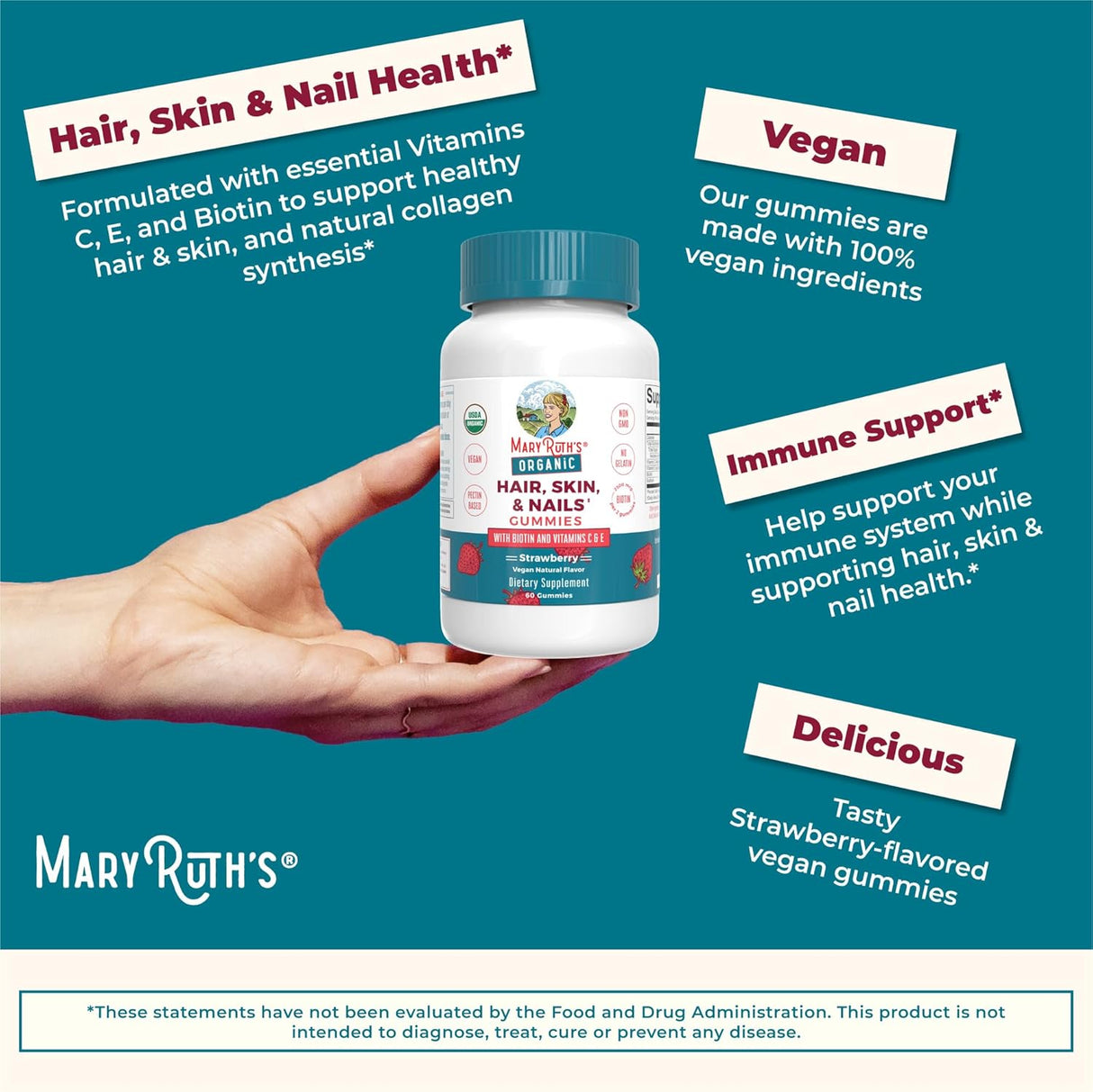 Suplemento MaryRuth's Vitaminas para el cabello y las uñas