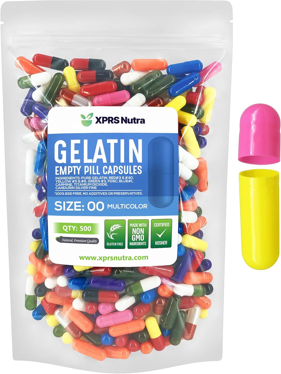 Cápsulas Vacías Gelatina 00 - XPRS Nutra - 500 Unidades