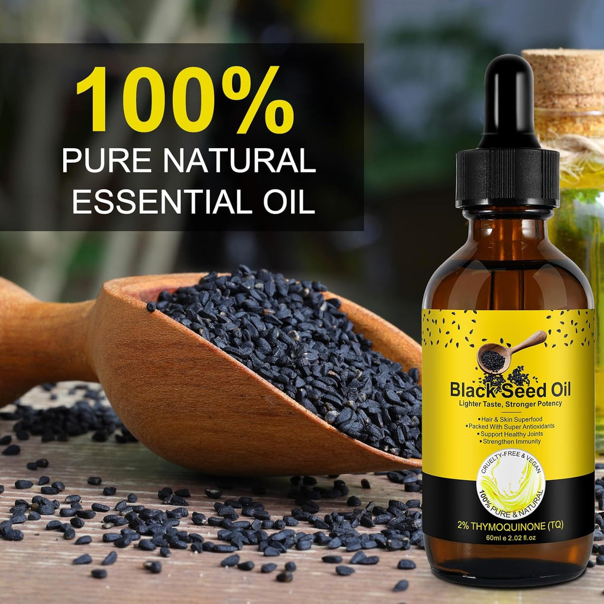 Aceite de Semilla Negra Orgánico, 100% Puro, 250ml, Crecimiento