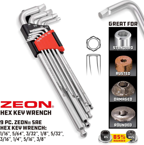 Juego de Llaves Hexagonales SAE Powerbuilt, 9 Piezas, 240096