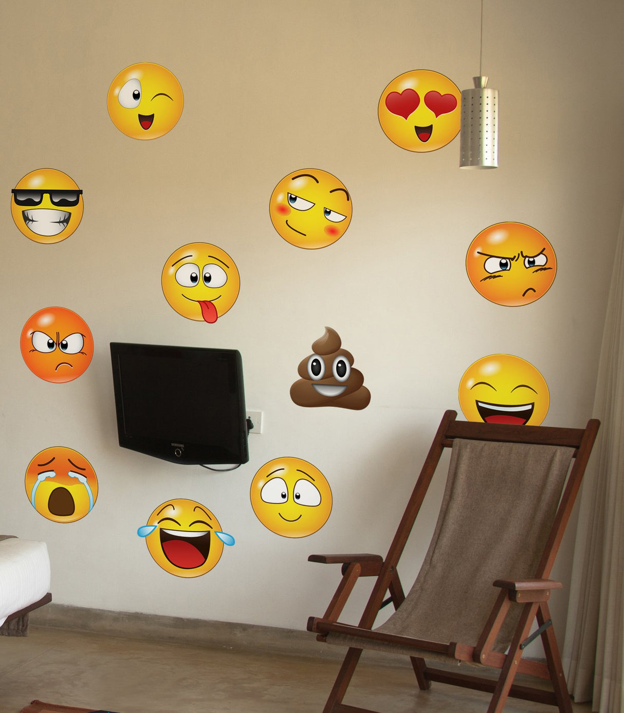 Adhesivo gráfico de pared con 12 caras grandes de Emoji