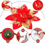 Flores Artificiales Poinsettia - 36 Piezas, Clips, 6-4-3 Pulgadas