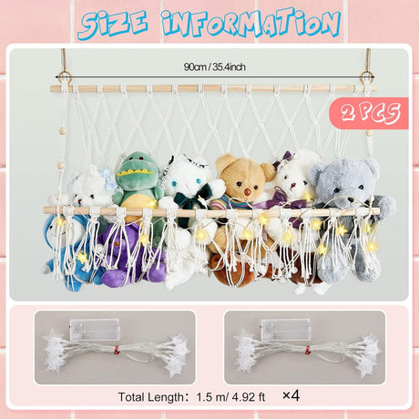 Hamaca para Peluches, Macrame, con Luz LED, 2 Pcs