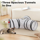 Túnel para gatos 3 vías Love's Cabin, plegable con juguete bola