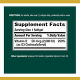 Vitamin D3 2000IU, Nature's Bounty, 150 Gelatinas Suplemento