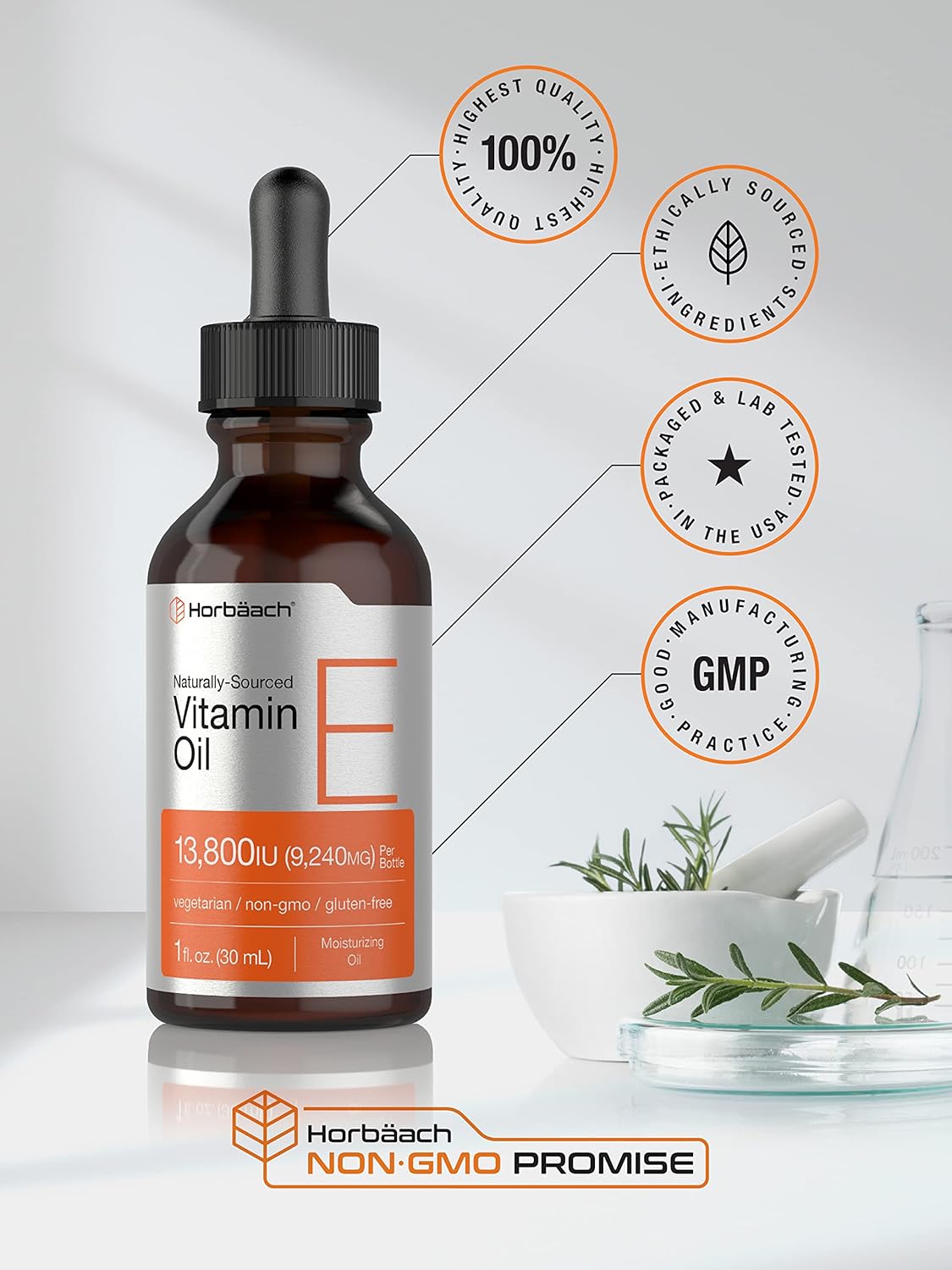 Aceite de Vitamina E | 13,800UI | Vegetariano, Sin Gluten