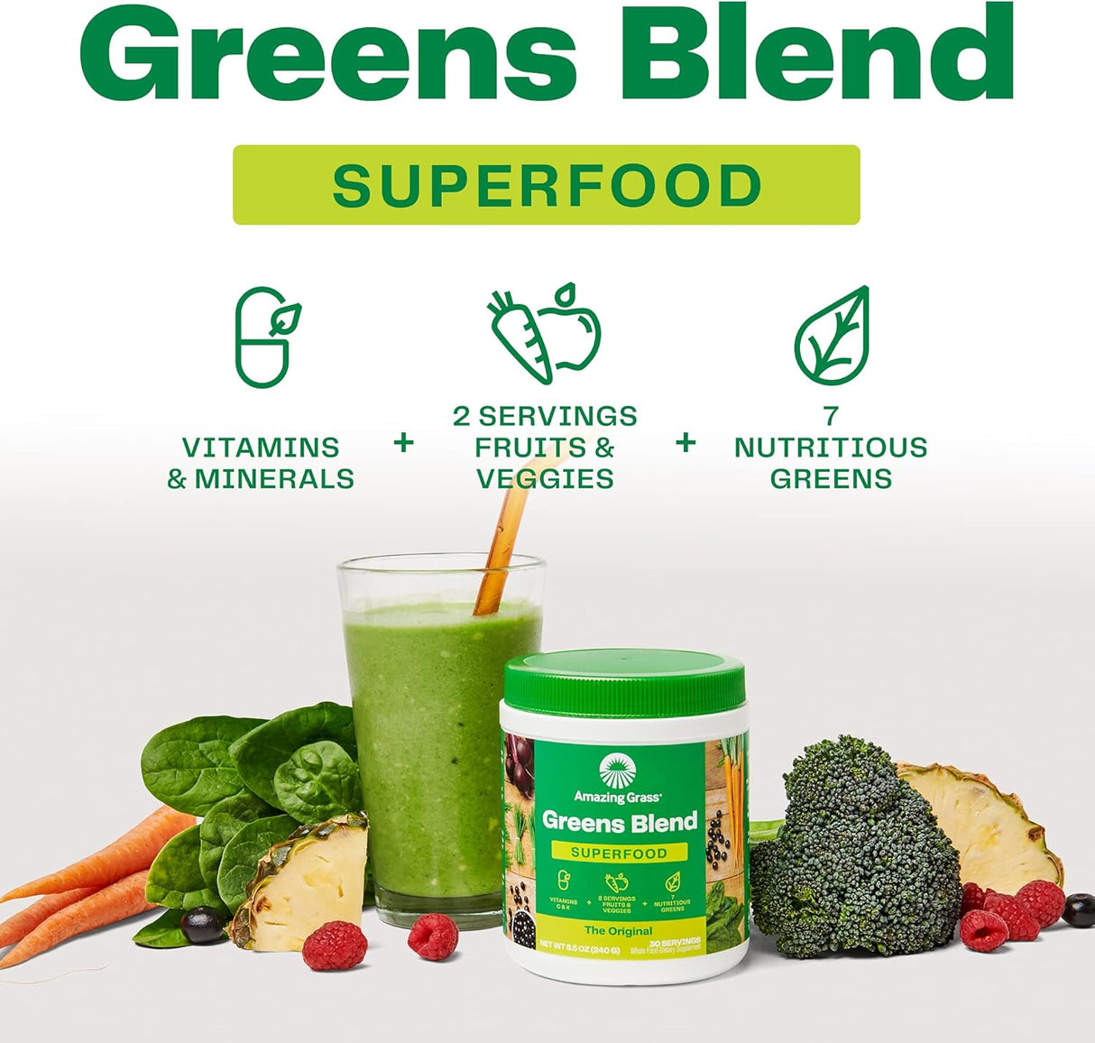 Polvo de vegetales con espirulina, prebióticos y probióticos