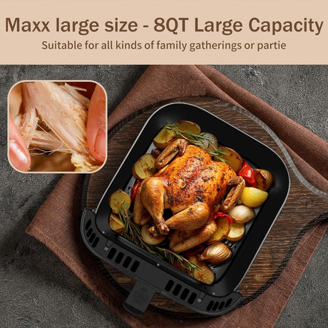 Freidora de aire SEEDEEM Max XL 10 en 1, 8 Qt, pantalla táctil