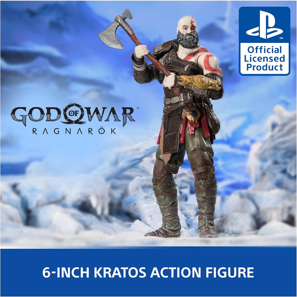 Figura de acción Kratos 6” God of War Ragnarök con accesorios