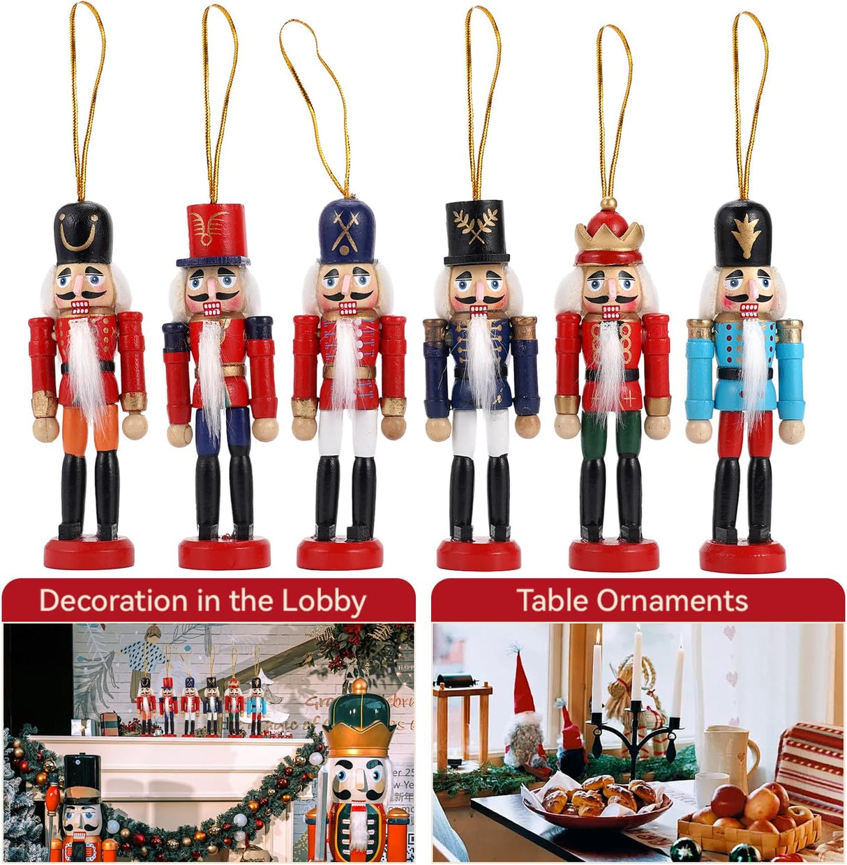 Adornos Navideños Nutcracker COMBIUBIU, Figuras de Madera