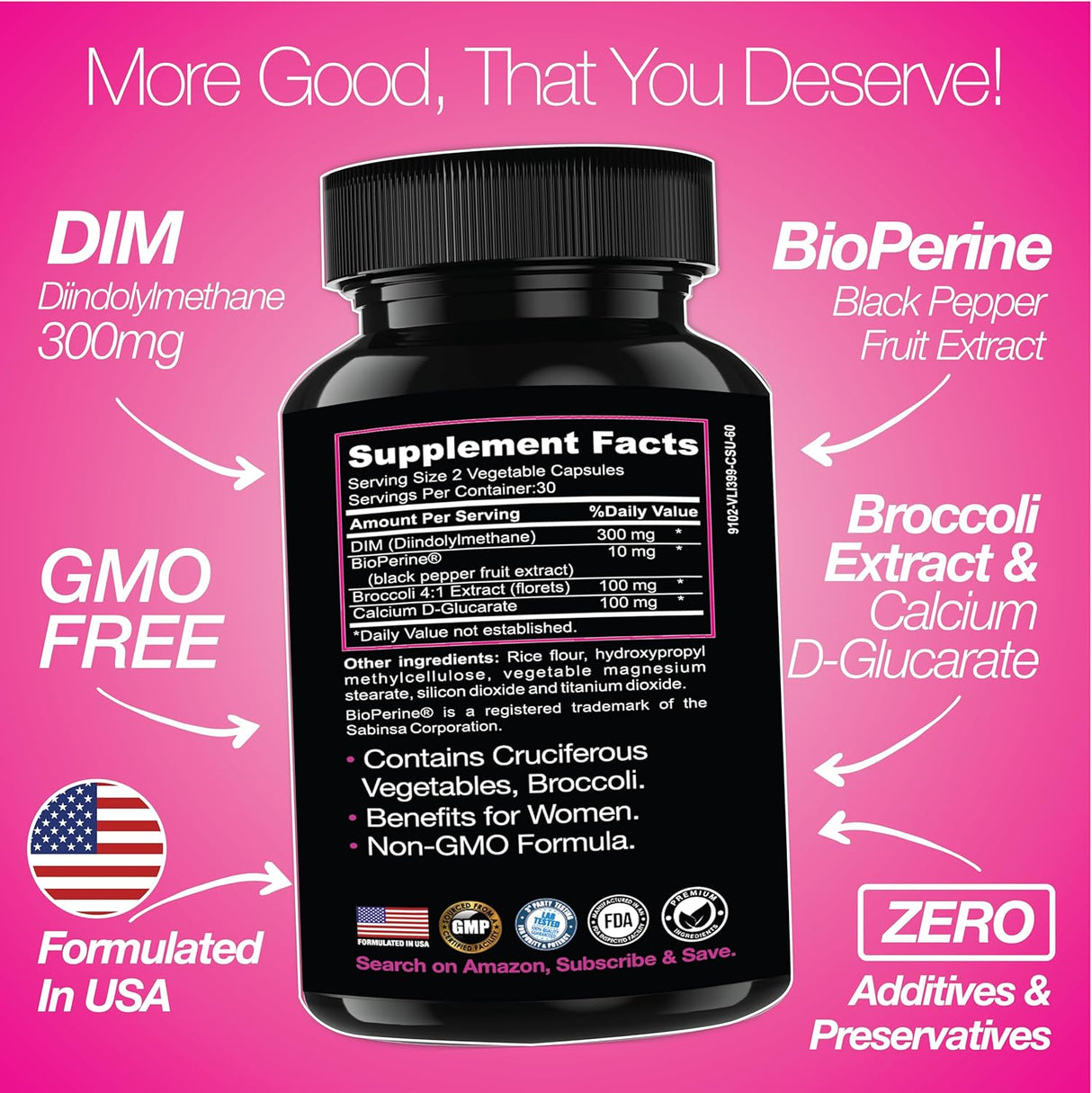 Suplemento de DIM 300 mg | Hormona Equilibrio Mujer | 60 Caps.