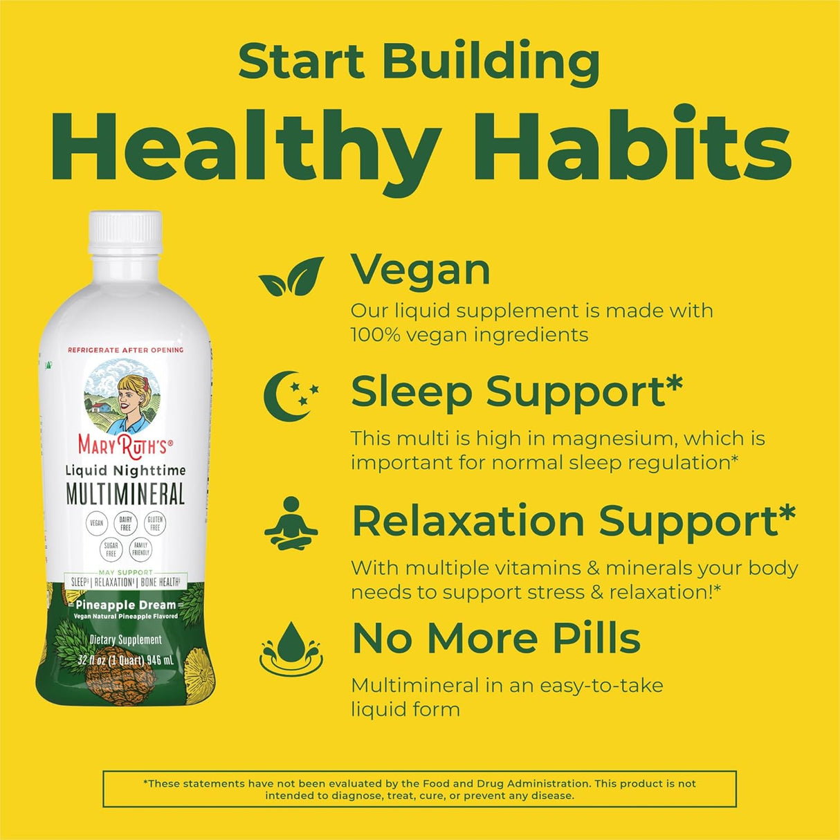 Suplemento Líquido multimineral natural para dormir veganas