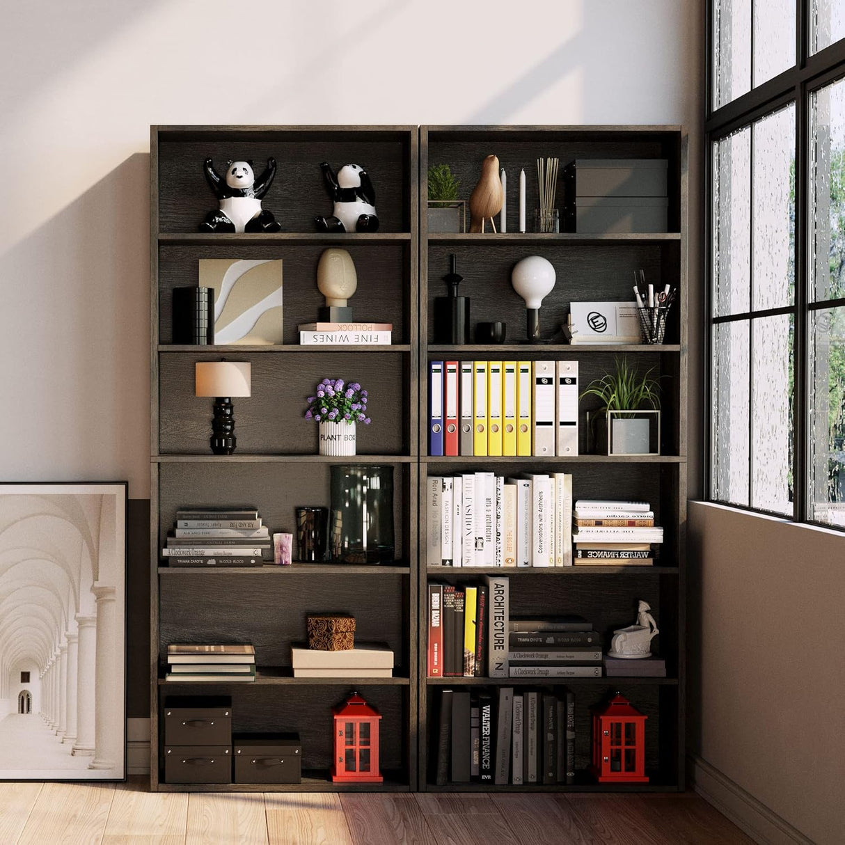 Estantería IRONCK de 6 niveles, 70in, mueble decorativo
