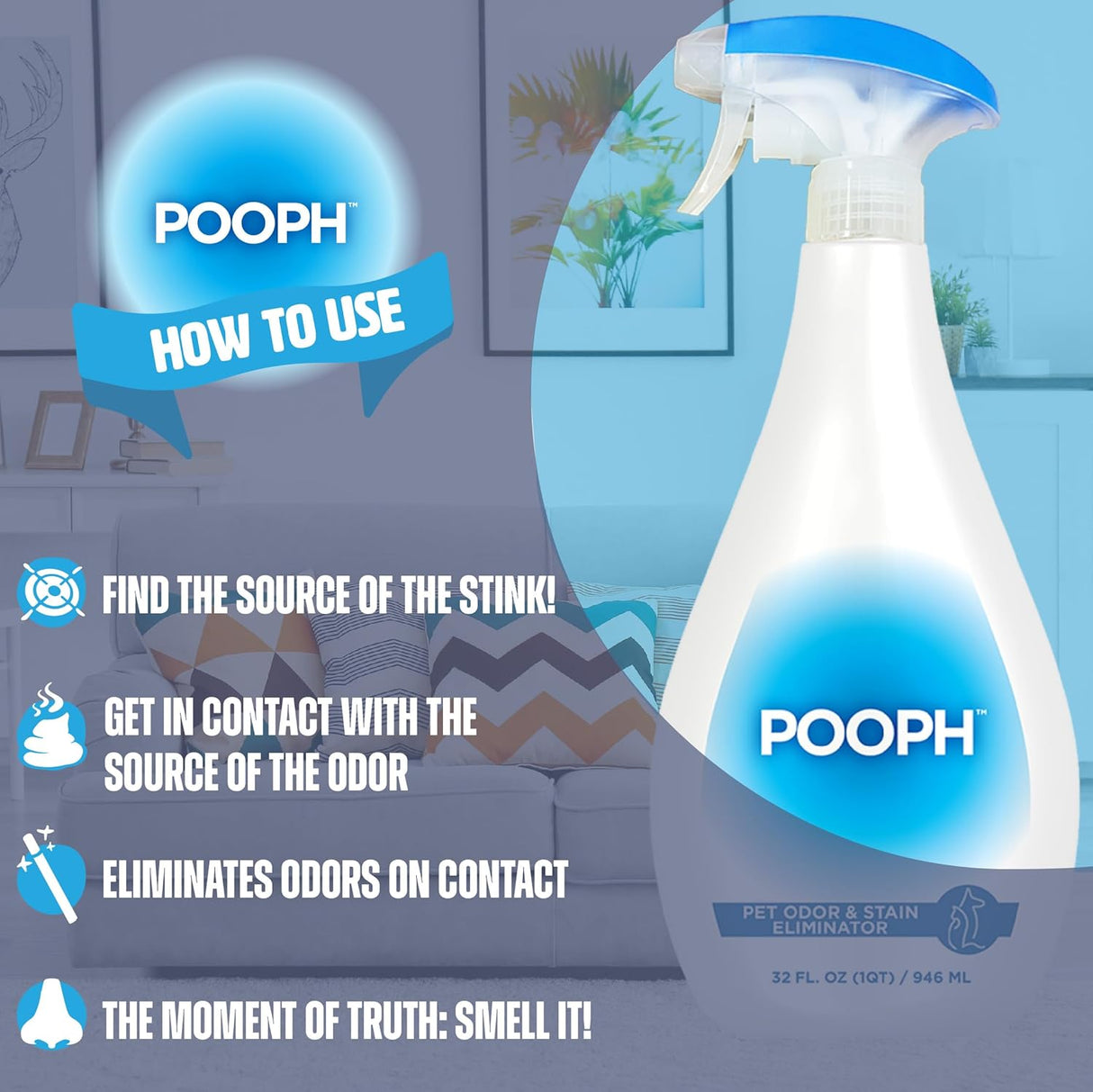 Eliminador de Olores Pooph, 32oz, Seguro para Mascotas