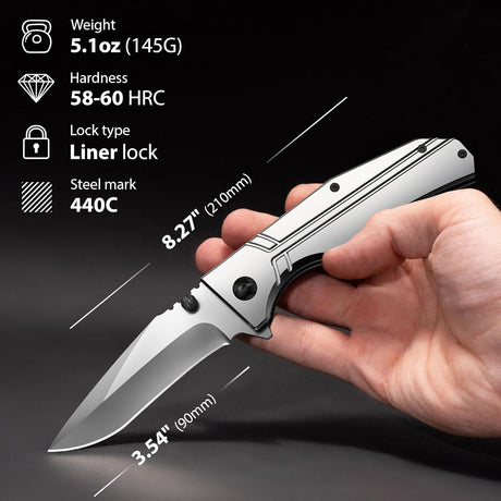 Cuchillo de Bolsillo Táctico 3.5 con Clip para Supervivencia