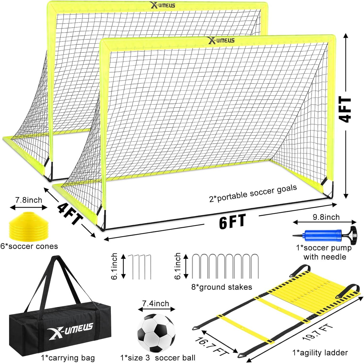 Juego de 2 porterías de fútbol para niños de patio trasero