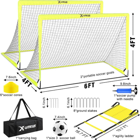 Juego de 2 porterías de fútbol para niños de patio trasero