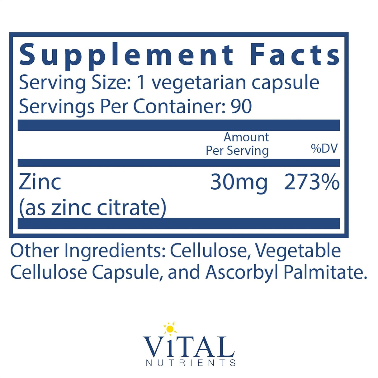 Suplementos Zinc (citrato) Soporte inmunológico  90 cápsulas