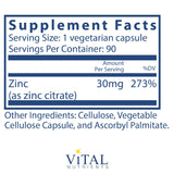 Suplementos Zinc (citrato) Soporte inmunológico  90 cápsulas