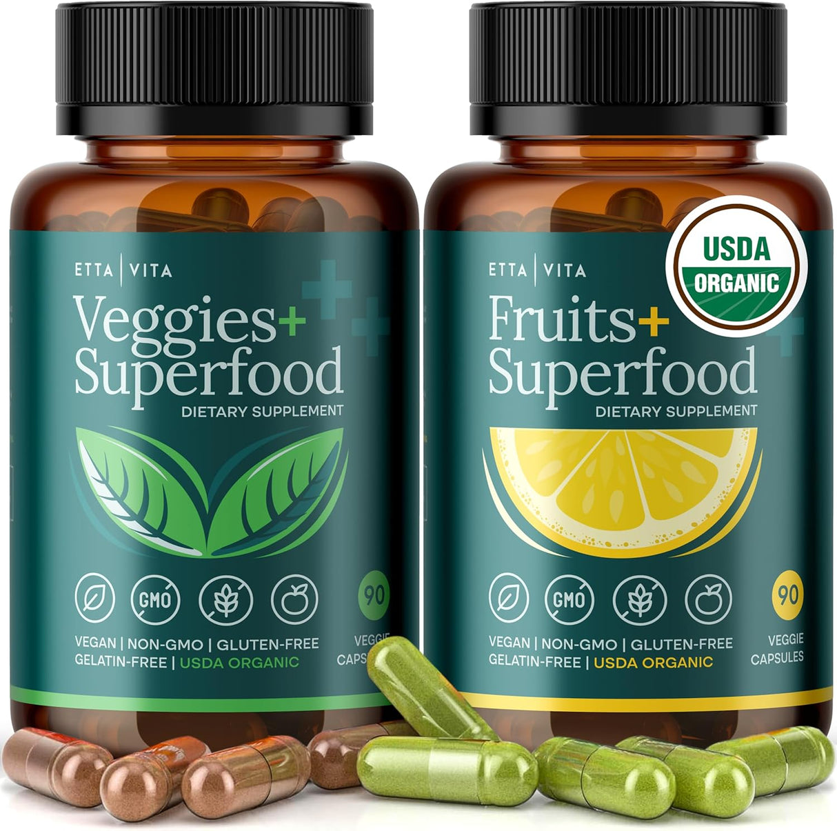 Suplemento Orgánico de Frutas y Verduras - 180 Cápsulas Veganas