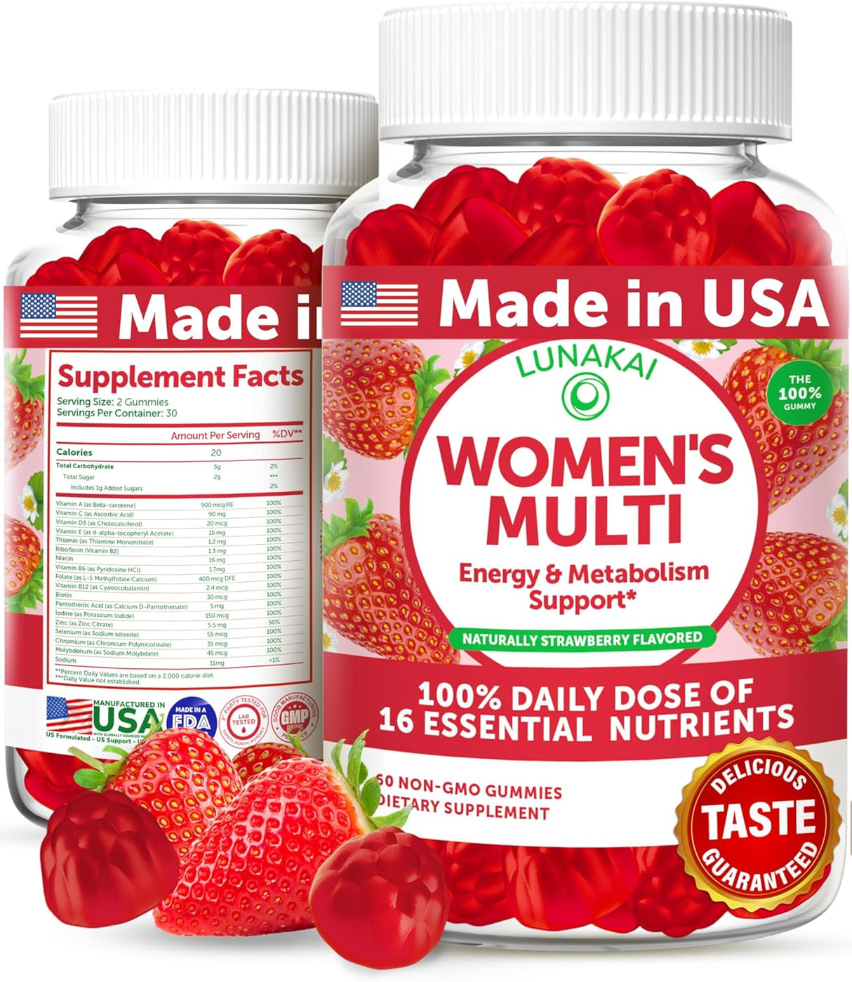 Gomitas Multivitamínicas Lunakai USA, 16 Nutrientes, 60ct