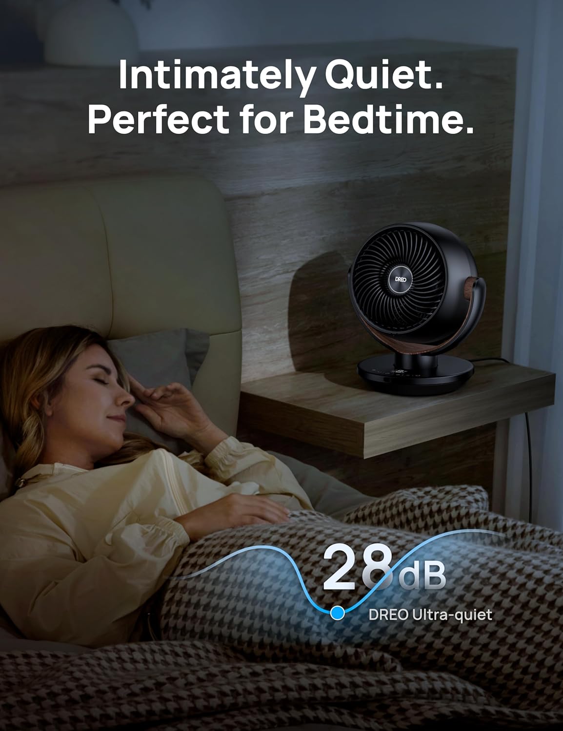 Ventilador Dreo para Dormitorio, 11 Oscilante, 4 Velocidades