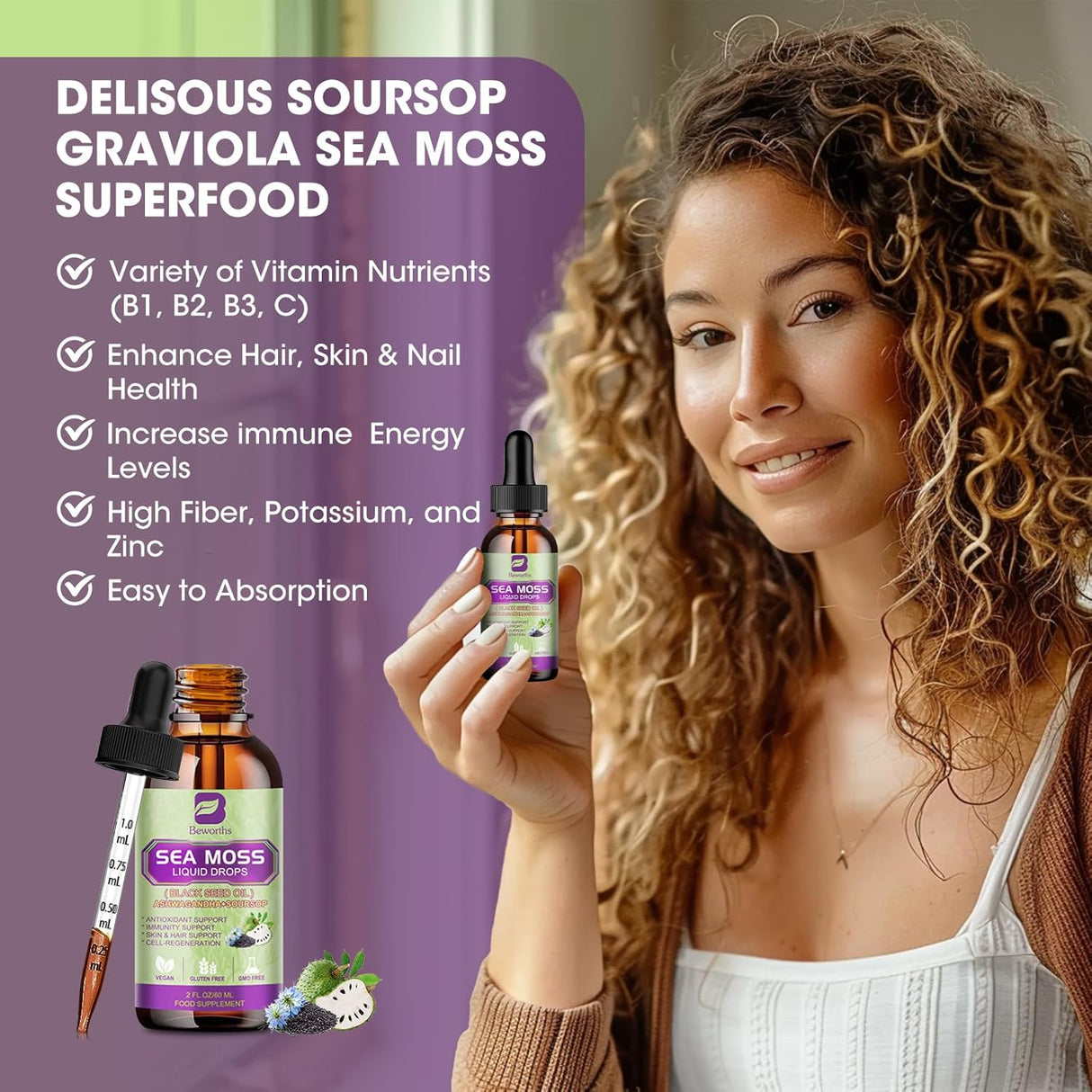 Sea Moss Líquido - Irish, Black Seed, Ashwagandha, Elderberry
