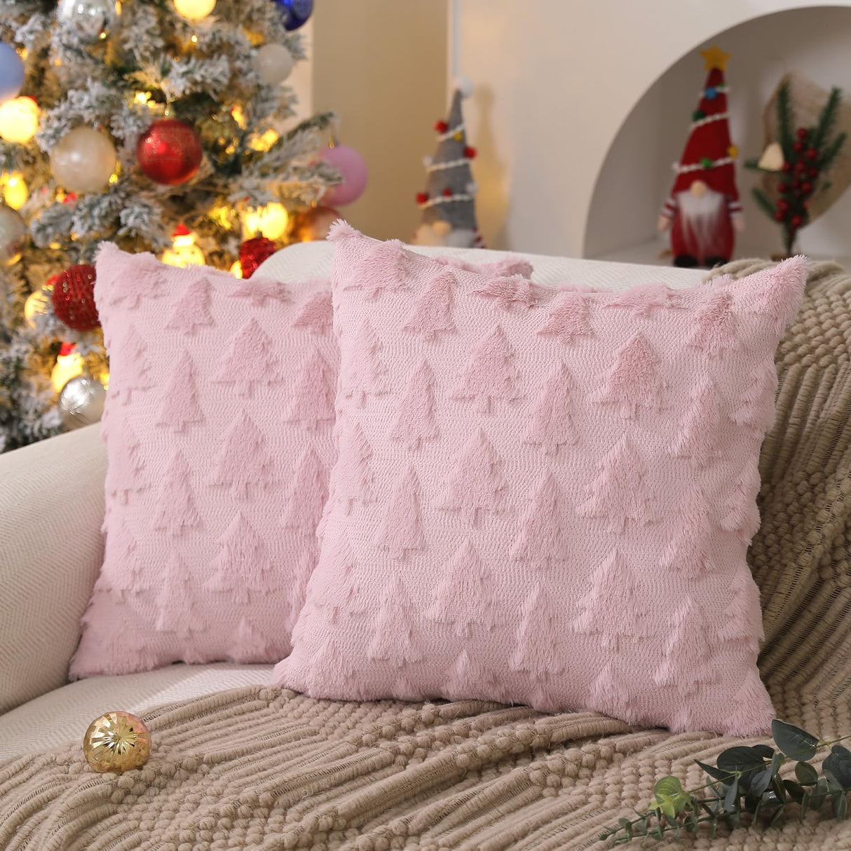 Cojines Navideños DFXSZ 18x18 Pulgadas Peluche Faux Fur PTK006D18