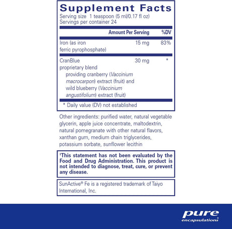 Suplementos Pure Encapsulations Líquido de hierro 4.1 onzas