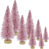 8 Pcs Árboles Navideños Artificiales Miniatura con Base de Madera