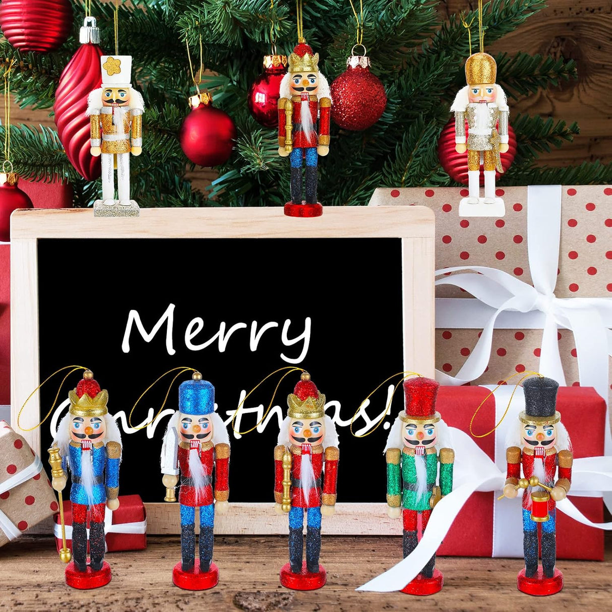 Juego de 11 Adornos de Soldados Nutcracker - Decoración Navideña