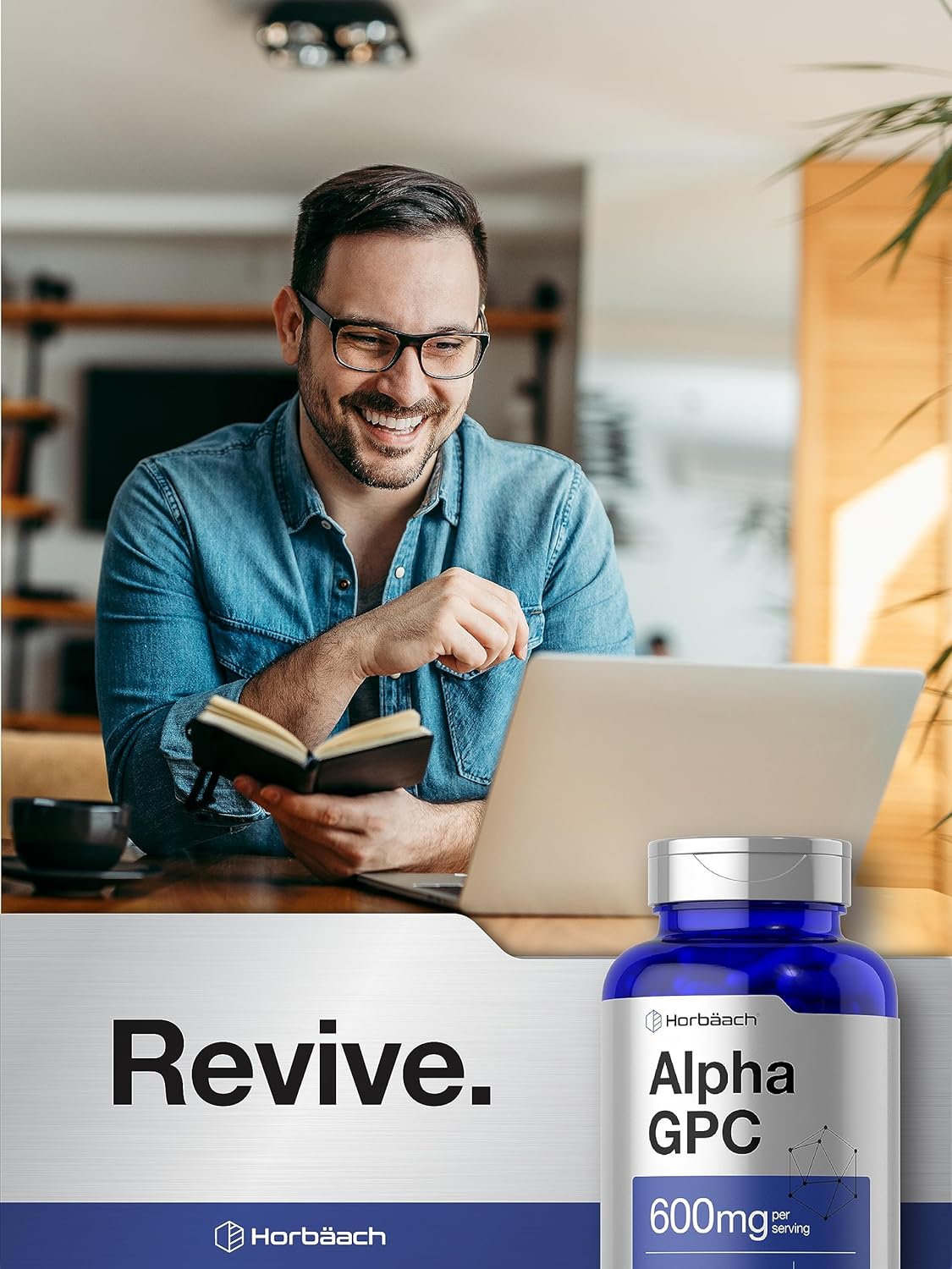 Suplemento de Colina Alpha GPC 600mg | Vegetariano y sin gluten